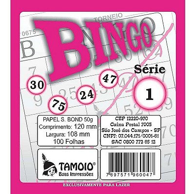 Blocos P/ Bingo C/100 Rosa Tamoio C/15