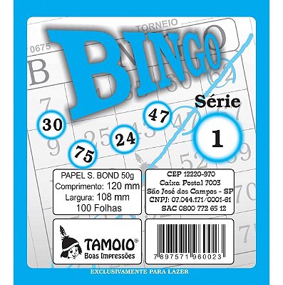 Blocos P/ Bingo C/100 Azul Tamoio C/15