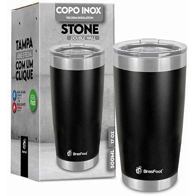 COPO TÉRMICO STONE PRETO BRASFOOT