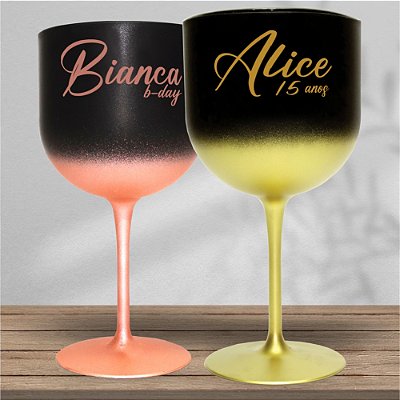 Taças Personalizadas Gin Degrade Rosê Gold ou Ouro 600ml