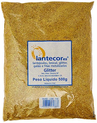 Pacote de Glitter 500g Ouro Metalizado Lantecores