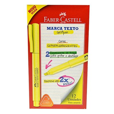 kit. Caneta Marca Texto Grifpen Amarela Cx 12 Uni Faber Castell