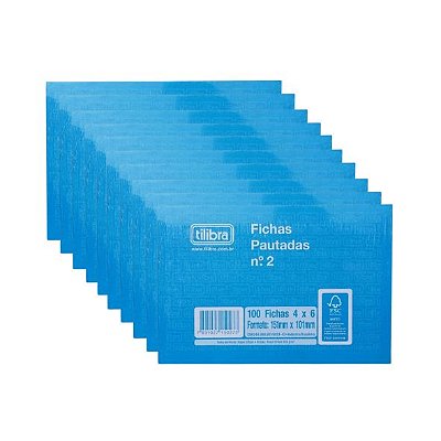 Kit C/10 Fichas Pautadas 4x6 N°2 C/100 Tilibra 150274