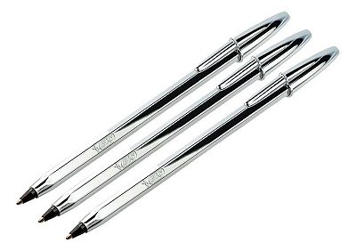kit. c/ 10 Canetas Bic Celebration Prata Silver