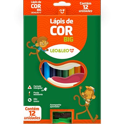 Lápis de Cor Jumbo com 12 Cores Triangular Leonora 4528