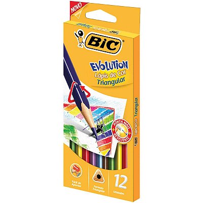 Lápis de cor sextavado Evolution 12 cores Bic
