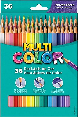 Estojo de Lápis de Cor com 36 Cores Multicolor