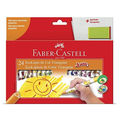 Lapis De Cor Jumbo C/24 Triangular Decorado Faber 12.3024AP