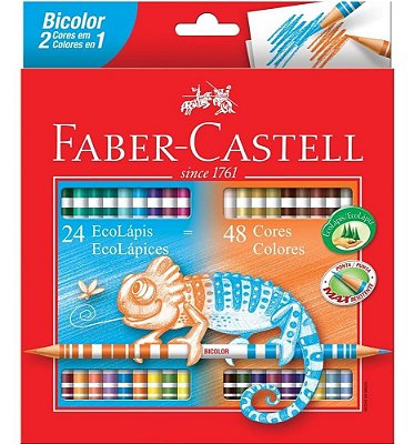 Lápis De Cor Bicolor Faber Castell Com 24 Lápis 48 Cores