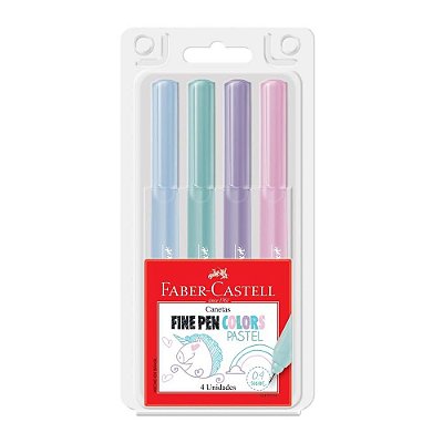 Caneta C/ Ponta Porosa 0.4 Fine Pen Tons Pastel C/4 Faber
