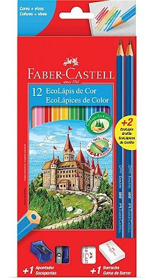 Lápis De Cor Sextavado Faber Castell 12 Cores + 02 Lápis P