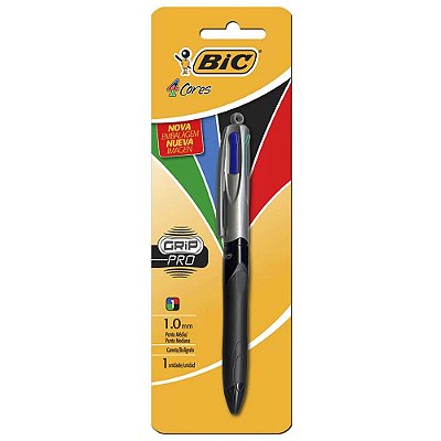 CANETA ESFEROGRÁFICA RETRÁTIL 4 CORES GRIP PRO BIC