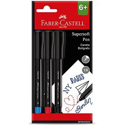 CANETA C/3 SUPERSOFT PEN 1.0MM FABER-CASTELL