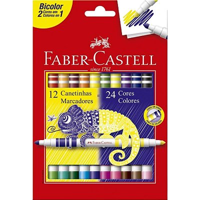 Canetinha Bicolor 12 Canetas 24 Cores Faber Castell