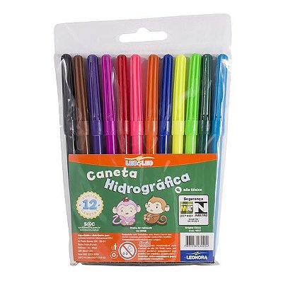 Caneta Hidrográfica Leonora com 12 cores