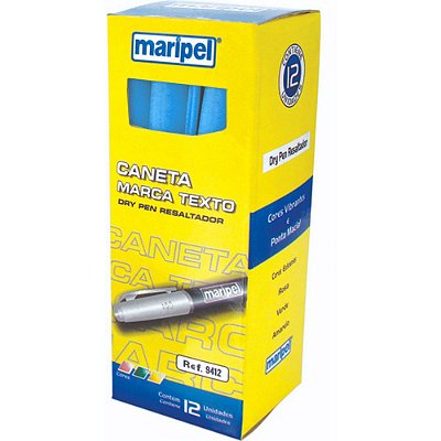 Caneta Marca Texto Maripel Azul C/12