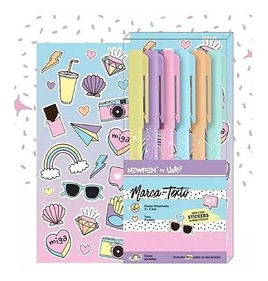Caneta Marca Texto Uatt C/6 Tons Pasteis Newpen