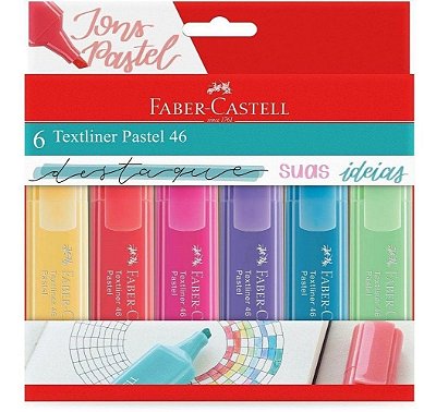 Caneta Marca Texto Faber Castell Textliner 6 Cores Pastel