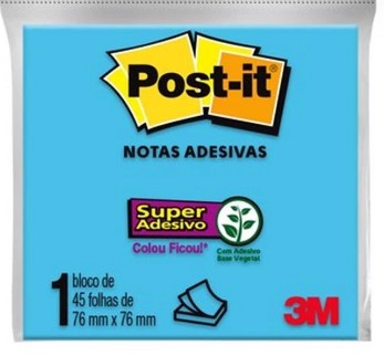 Bloco Adesivo Post-It 76x76 45f Azul 654 3m