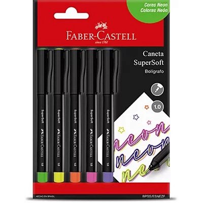 CANETA C/5 SUPERSOFT PEN 1.0MM FABER-CASTELL