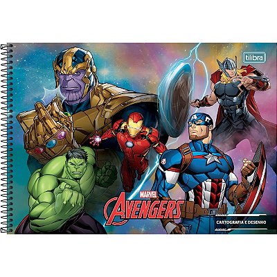 Caderno de Desenho Avengers Espiral Capa Dura 80f Tilibra