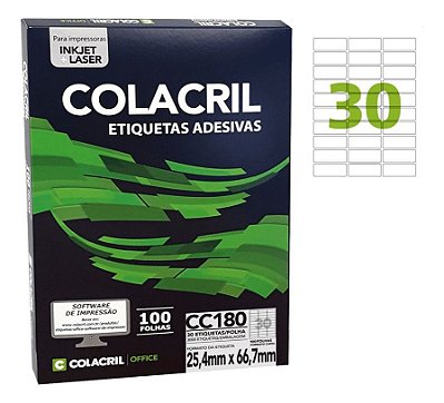 Etiqueta carta cc180 25,4x66,7 c/ 100f colacril