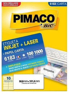 Etiqueta carta 6183 50,8x101,6 c/100 pimaco