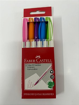 Caneta Esferográfica Kit 5 Cores Trilux - Faber Castell