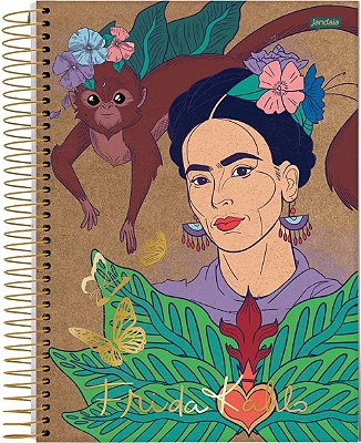 Caderno Capa Dura Colegial 10 Mat Frida Kahlo Jandaia