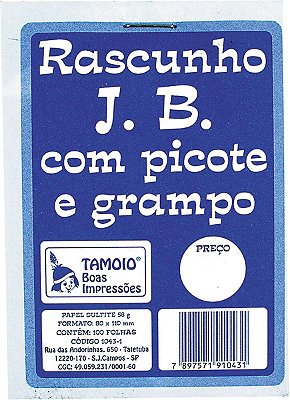 Kit C/10 Bloco De Rascunho Pq J.B. 100f 8x10cm Tamoio 1043
