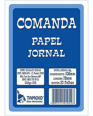 Kit C/20 Bloco Comanda Papel Jornal 1/72 50f Tamoio -1052
