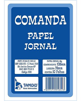 Kit C/20 Bloco Comanda Papel Jornal 1/72 50f Tamoio 1052