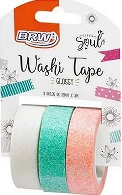 Fita Adesiva Washi Tape Glossy 15mmx3m C/3 Brw