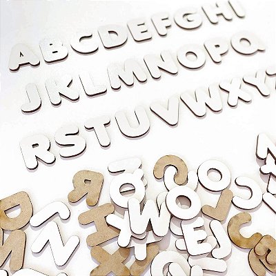Kit 6 Alfabetos madeira A - Z Letras Mdf 3,5cm c/156 Letras MDF Branco