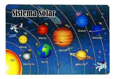 Brinquedo Educativo Pedagógico em Madeira Tabuleiro Sistema Solar de Encaixe Aprendendo os Planetas Mega Impress