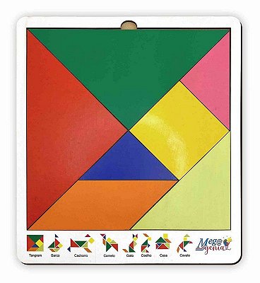 Brinquedo Educativo Tabuleiro Tangram Madeira Branca Figuras Geométricas Estudo de Geometria Matemática Mega Impress