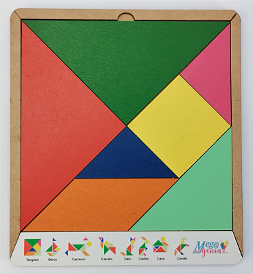 Brinquedo Educativo Tabuleiro Tangram Madeira Branca Figuras Geométricas Estudo de Geometria Matemática Mega Impress