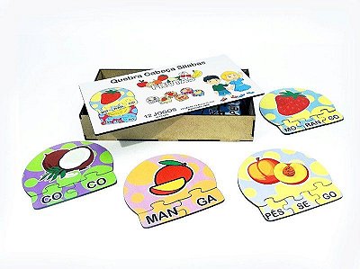 12 Kits Quebra Cabeça Educativo Sílabas Frutas Madeira - Mega Impress