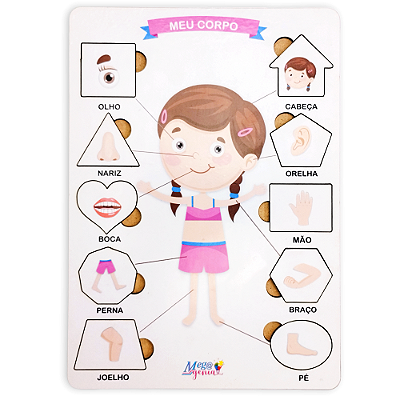 Brinquedo Educativo Tabuleiro Encaixe Corpo Humano Menina Mdf - Mega Impress