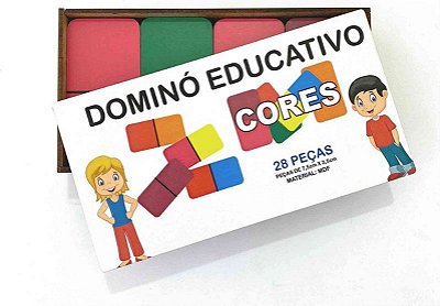 Dominó Jogo Educativo Pedagógico Mdf Cores 28pcs Mega Impress