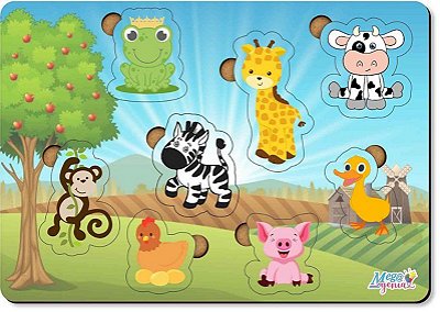 Brinquedo Educativo Tabuleiro Encaixe Animais Mdf -Mega Impress