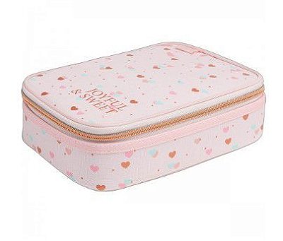 Estojo Box Academie Coracao Metal Rosa 338974 Tilibra