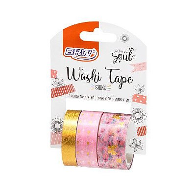 Fita Adesiva Washi Tape Shine Rosa 10/15/20x3m C/3 Wt0401 Brw