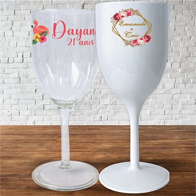 Taças Personalizadas Vinho Drinks Bebidas 400ml Impressão Colorida