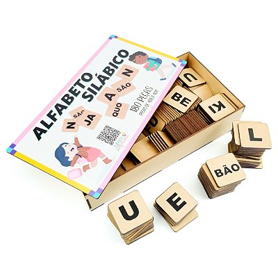 Jogo Educativo Alfabeto Silabico Madeira - Mega Impress