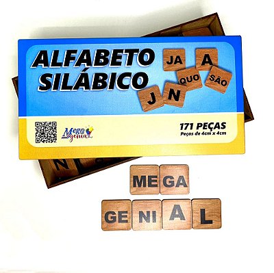 Jogo Educativo Alfabeto Silabico Madeira  - Mega Impress