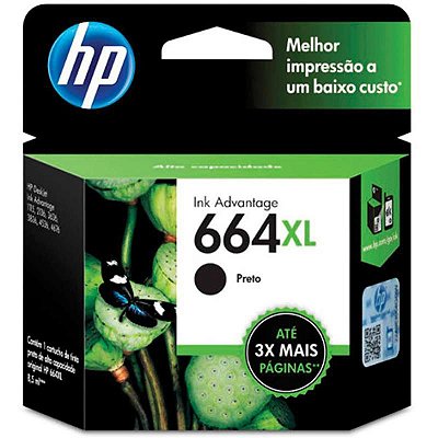 Hp 664xl Preto F6v31ab 8,5ml Original