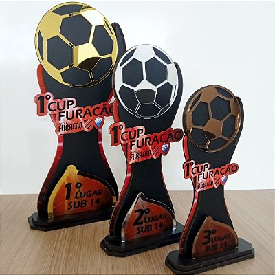 Troféu Personalizado Acrílico e Madeira Futebol - Furacão 01