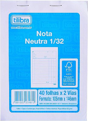 Nota Neutra 1/32 2vias 40f Tilibra 105x146m 234818 C/10