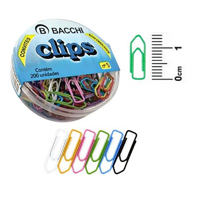 Clips N5 Colorido C/200 Bacchi Cx Plastica